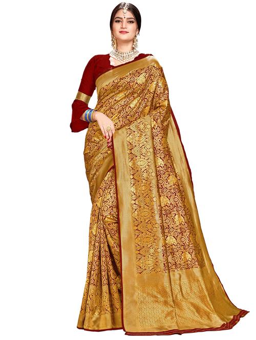 self design woven saree with blouse - 16771192 - Very Small Image - 1