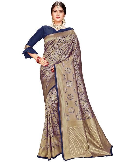 self design woven saree with blouse - 16771211 - Very Small Image - 1