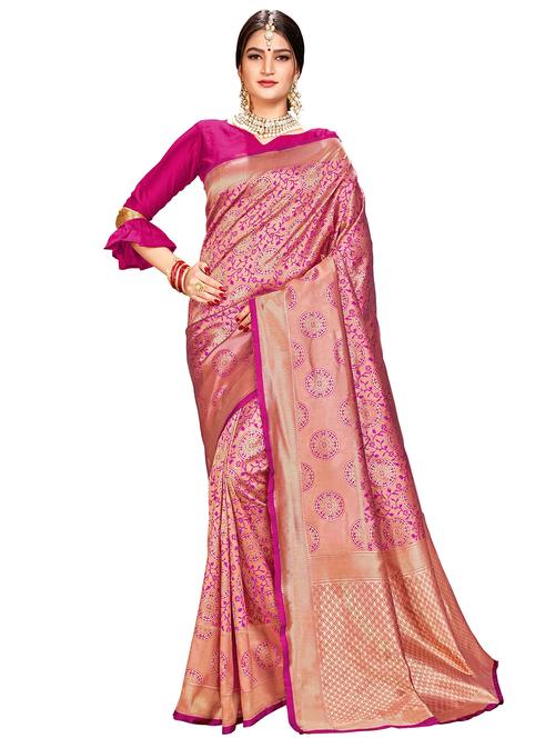 self design woven saree with blouse - 16771213 - Very Small Image - 1