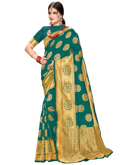 self design woven saree with blouse - 16771219 - Very Small Image - 1