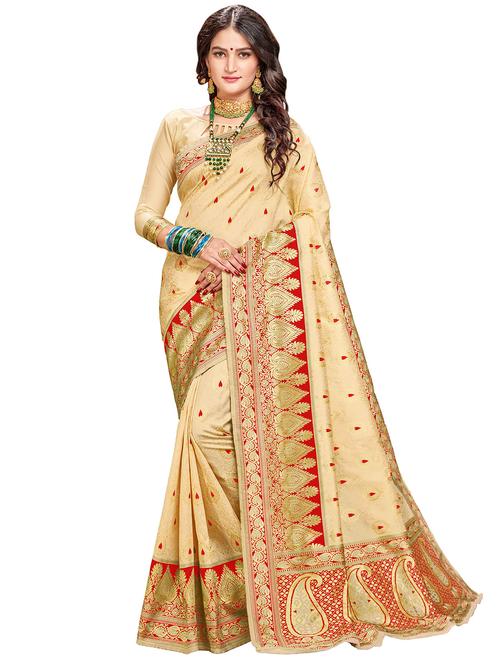 self design woven saree with blouse - 16771236 - Very Small Image - 1