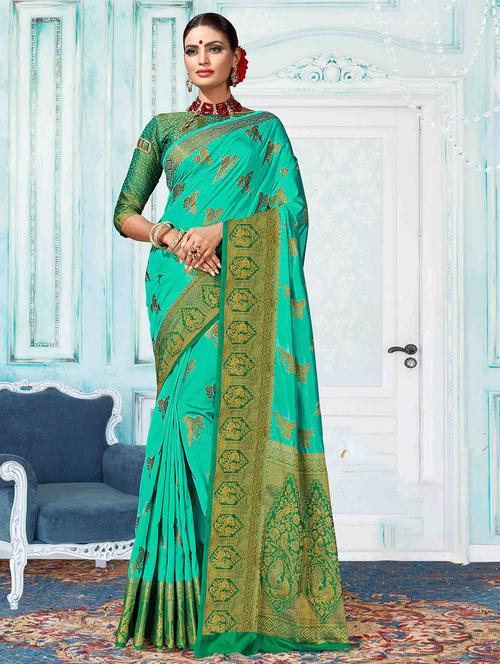 conversational woven saree with blouse - 16771253 - Very Small Image - 1