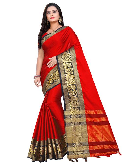solid bordered saree with blouse - 16771883 - Very Small Image - 1