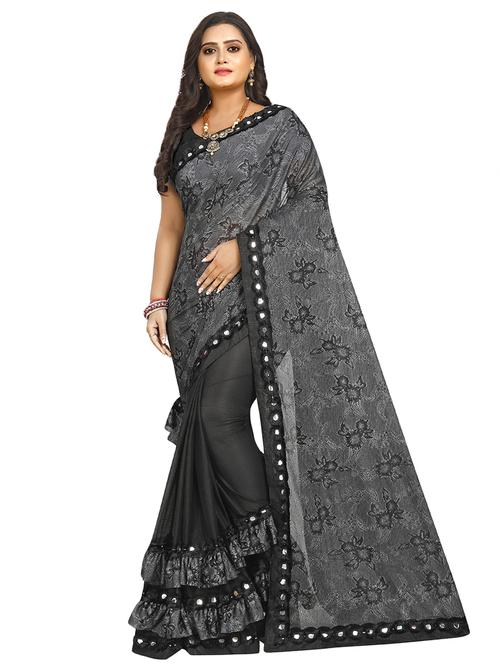 floral printed saree with blouse - 16771891 - Very Small Image - 1