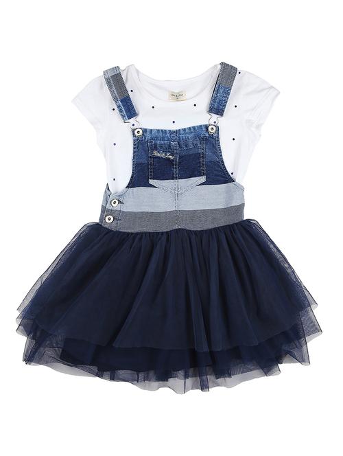 layered blue cotton blend frock - 16772459 - Very Small Image - 1