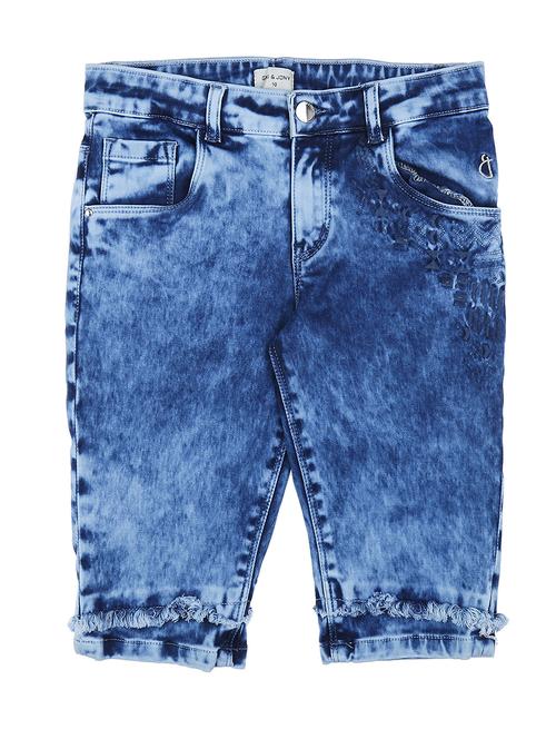 acid washed cotton blend three fourths shorts - 16772637 - Very Small Image - 1