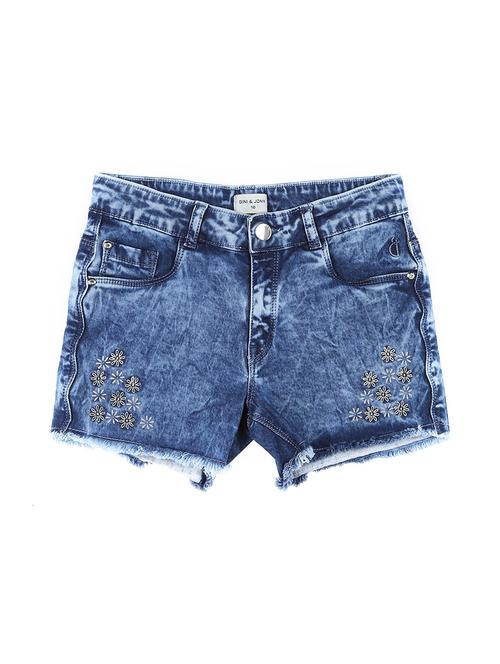embroidered blue cotton blend shorts - 16772647 - Very Small Image - 1
