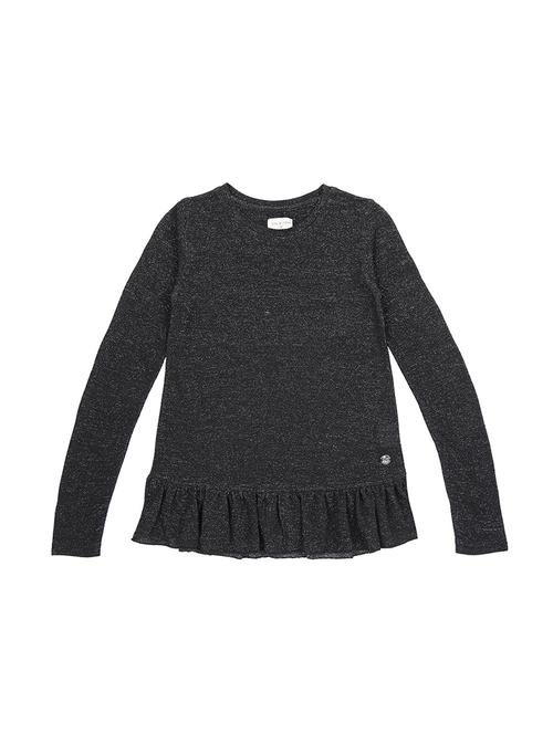 gathered hem black cotton blend top - 16772706 - Very Small Image - 1