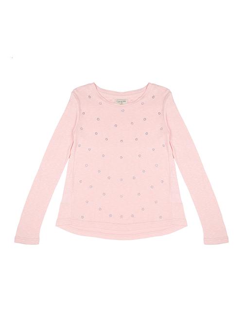 embellished pink cotton blend regular top - 16772707 - Very Small Image - 1