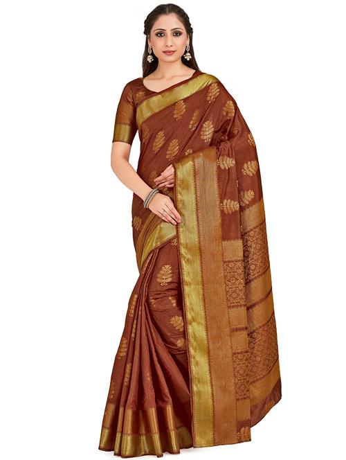 floral banarasi saree with blouse - 16772950 - Very Small Image - 1