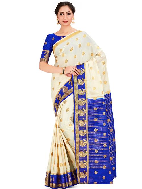paisley mysore silk saree with blouse - 16772968 - Very Small Image - 1