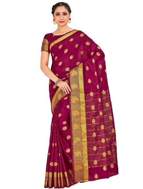 paisley mysore silk saree with blouse - 16772987 - Very Small Image - 1