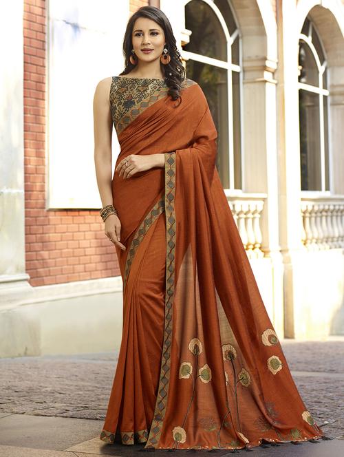 self design embroidered saree with blouse - 16773207 - Very Small Image - 1