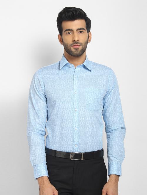 blue printed formal shirt - 16773471 - Very Small Image - 1