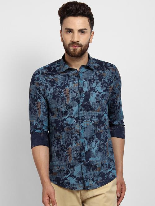 blue printed casual shirt - 16773509 - Very Small Image - 1
