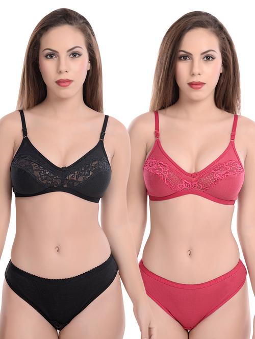 set of 2 floral patch bra and panty set - 16774834 - Very Small Image - 1