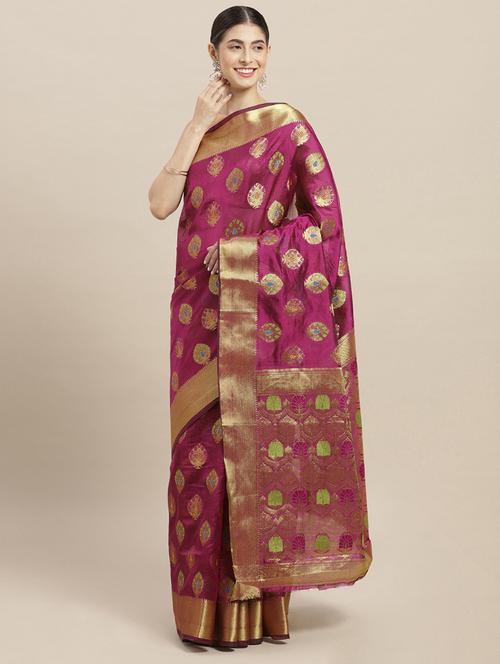 self design woven saree with blouse - 16774946 - Very Small Image - 1