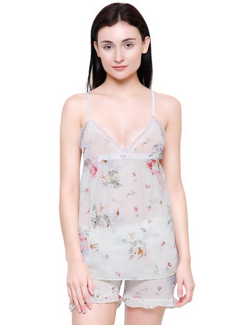 lace detail floral babydoll - 16774977 - Very Small Image - 1