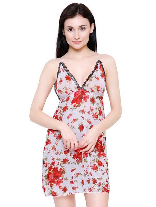 contrast lace detail floral babydoll - 16774989 - Very Small Image - 1