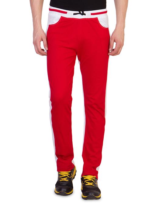 red color block full length track pant - 16775209 - Very Small Image - 1