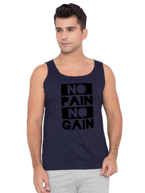 navy blue typographic chest printed vest - 16775843 - Very Small Image - 1