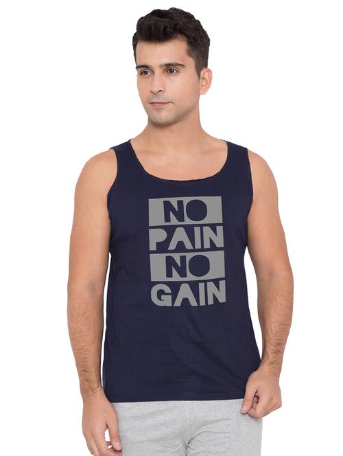 navy blue typographic chest printed vest - 16775844 - Very Small Image - 1