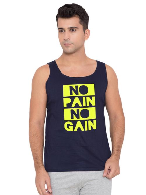 navy blue typographic chest printed vest - 16775847 - Very Small Image - 1