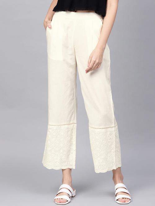 high rise embroidered hem palazzo - 16776012 - Very Small Image - 1