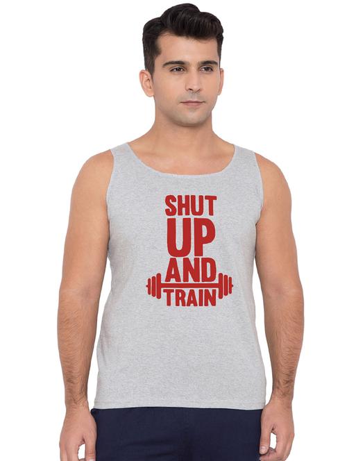 grey typographic chest printed vest - 16776049 - Very Small Image - 1