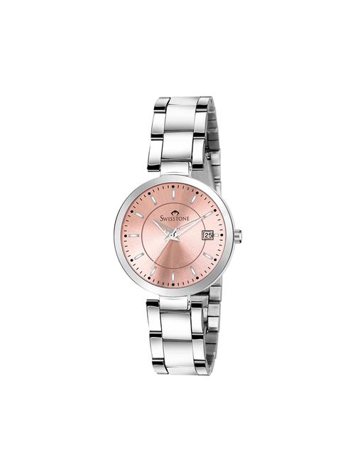 swisstone l270-pnk-ch stainless steel chain wrist watch for women - 16776500 - Very Small Image - 1