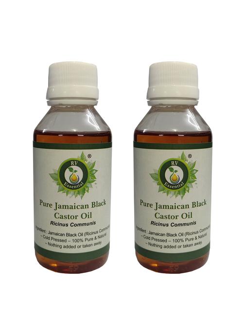 r v essential pure jamaican black castor oil (100ml+100ml) pack of two- ricinus communis (100% pure and natural cold pressed) - 16776643 - Very Small Image - 1