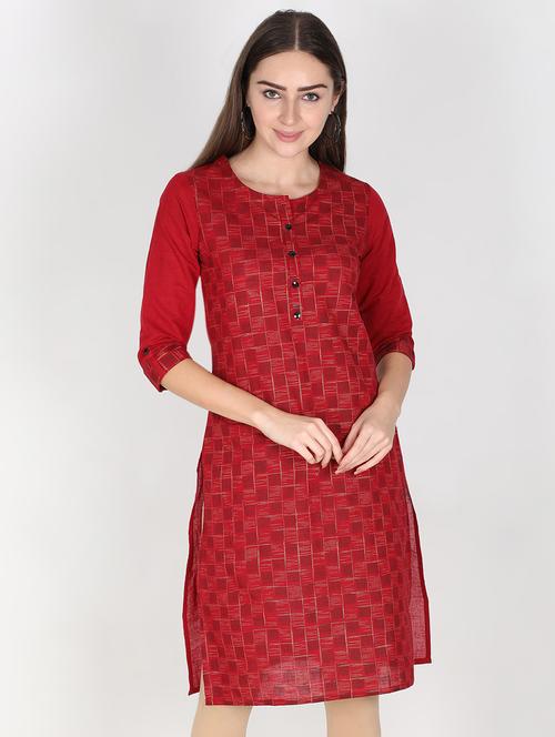 check print straight kurta - 16776859 - Very Small Image - 1