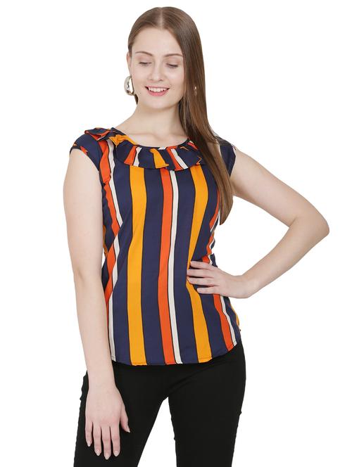 frill detail striped top - 16776874 - Very Small Image - 1