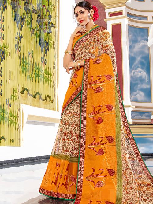 women printed saree with blouse - 16777077 - Very Small Image - 1