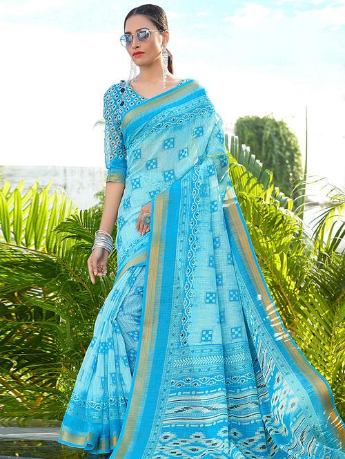 printed woven saree - 16777125 - Very Small Image - 1