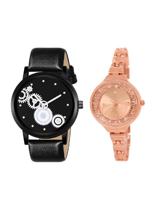 adk lk-225-mt-07 rose gold & black color dial forgirls & boys - 16777704 - Very Small Image - 1