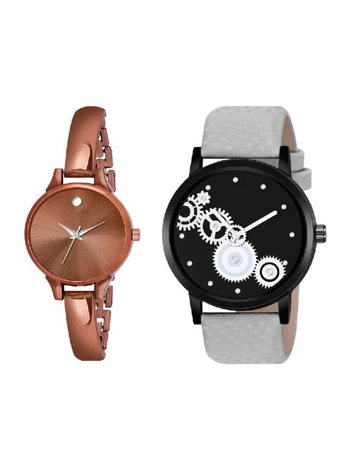adk ad-22-mt-08 brown & grey color dial forgirls & men - 16777819 - Very Small Image - 1