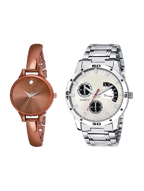 adk lk-101-ad-22 silver & brown color dial formen & girls - 16777867 - Very Small Image - 1