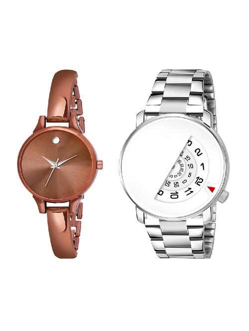 adk lk-106-ad-22 silver & brown color dial formen & girls - 16777892 - Very Small Image - 1