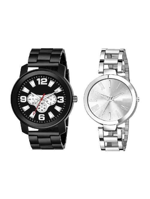 adk ad-21-12 silver & black color dial forgirls & men - 16777922 - Very Small Image - 1