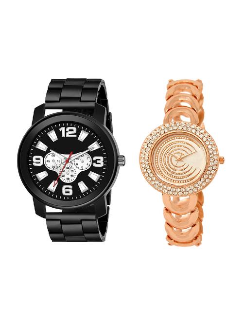 adk lk-202-ad-12 rose gold & black color dial forgirls & men - 16777958 - Very Small Image - 1