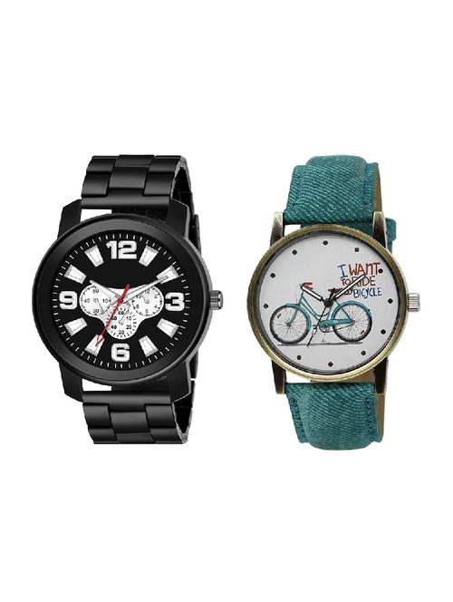 adk lk-229-ad-12 green & black color dial forgirls & men - 16778066 - Very Small Image - 1