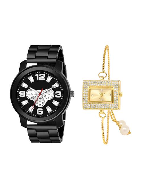 adk lk-247-ad-12 gold & black color dial forgirls & men - 16778126 - Very Small Image - 1