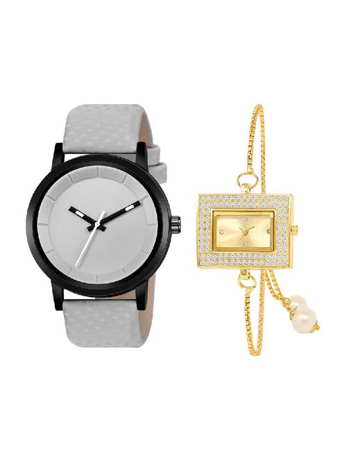 adk lk-247-mt-gkt gold & grey color dial forgirls & men - 16778249 - Very Small Image - 1