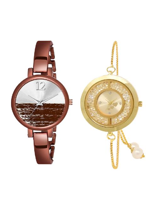 adk ad-23-lk-254 brown & gold color dial forgirls - 16778299 - Very Small Image - 1