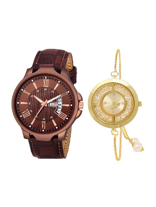 adk jg-02-lk-254 brown & gold color dial formen & girls - 16778323 - Very Small Image - 1