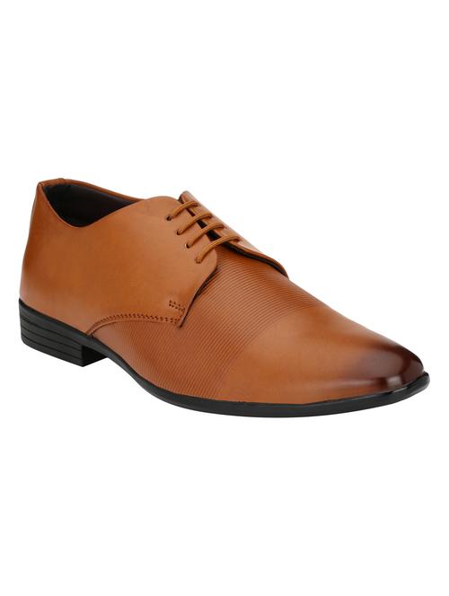 tan leatherette lace-up derbys - 16779063 - Very Small Image - 1
