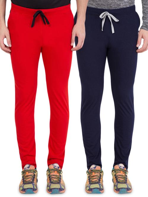 red and navy blue full length track pant combo - 16779439 - Very Small Image - 1