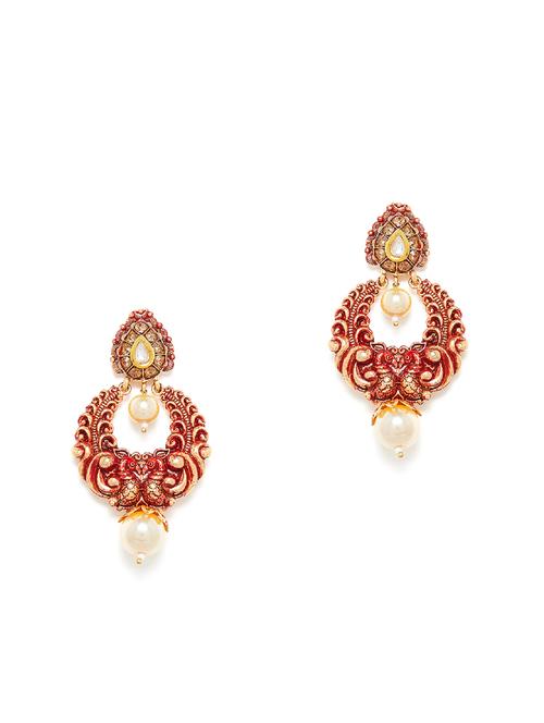 red metal drop earring - 16780357 - Very Small Image - 1