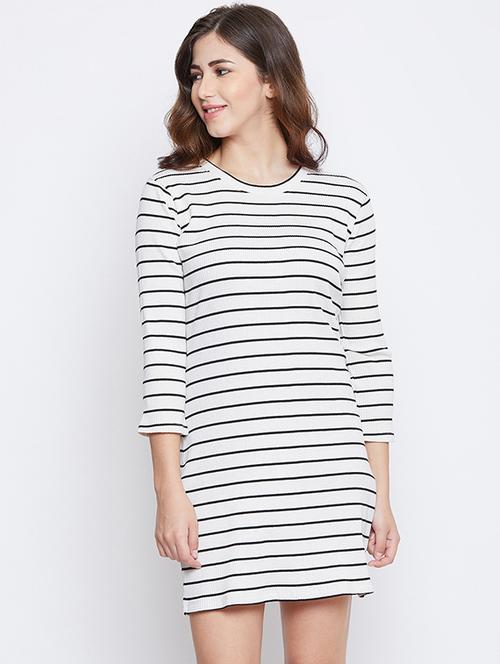 crew neck striped sheath dress - 16780542 - Very Small Image - 1